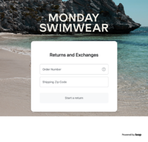 Monday Swimwear returns and exchanges portal with beautiful beach in background